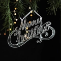 Clear acrylic Merry Christmas script ornament with white ribbon on a festive pine tree branch - 15CM Merry Christmas Letter/1Pc