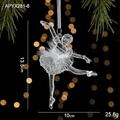 Transparent acrylic ballet dancer ornament with white feather skirt 13.5cm christmas decor - Dancing Girl Type A with Feather Skirt