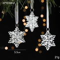 Three-piece clear acrylic snowflake ornaments set with white ribbons for Christmas trees - Snowflake A/3Pcs