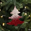Red and white flocked Christmas tree pendant with snow glitter for holiday decoration - Christmas Tree