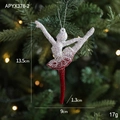 Elegante decorazione natalizia ballerina rossa e bianca con glitter e altezza 13,5 cm - Ballerina di Danza Classica