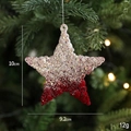 Star-shaped Christmas ornament with silver glitter and red flocking, 10cm x 9.2cm size - Pentagram