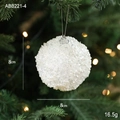 White 8cm Christmas ball ornament with sequins on tree branch for festive holiday decor - 8cm/16.5g / White
