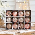 Set di 12 palline di Natale da 6cm color oro rosa con texture miste in confezione - Champagne