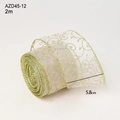 Cinta de malla dorada con purpurina y espirales, 2m x 5,8cm, modelo AZD45-12 - 5.8cm / Malla de Seda Dorada/2m