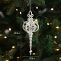 Angelo ad ala di Natale vintage bianco con finitura glitter e cordino d'argento - Stile Conchiglia