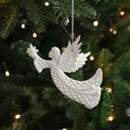 White glitter angel wing Christmas tree hanging ornament with silver flying posture - Angel Style