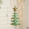 Mint green Christmas tree ornament with gold glitter and star, 13x7.5cm festive decor - Christmas Tree