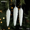 Set di 3 decorazioni natalizie a ghiacciolo bianco glitterato da 12 cm per albero - Stile Ghiacciolo Bianco (APYX49-3)