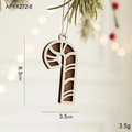 Christmas wooden candy cane ornament with natural wood grain and white hanging string - Candy Cane
