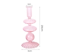 Pink transparent geometric glass candle holder with a height of 20cm and 3cm top diameter - Pink Multi-Layer Sphere (B8)