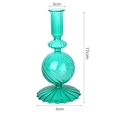Vintage emerald green glass candle holder with spiral texture and 17cm height - Green Spiral Pattern (B9)