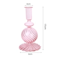 Pink twisted glass candle holder with 17cm height and 3cm top diameter dimensions - Pink Twisted Stripe (C9)