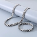Conjunto de collar y pulsera de acero inoxidable plateado de 10mm con diseño de dragón - Conjunto de Joyas Color Acero