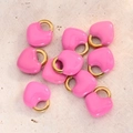 Rose Red Heart-shape Lock-shaped Pendant (gold)|10 Pcs/package / 11x9.5mm (aperture:2.5x3.5mm)