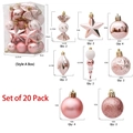 20pcs pink and rose gold Christmas tree ornaments set with candy and star shapes - Rose Gold 20-Piece Set A (Gourd Style)