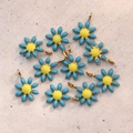 Lake Blue Little Daisy Pendant (gold)|50 Pcs/package / 10x7.5mm (aperture:0.8mm)