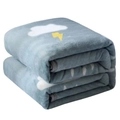 Thick flannel fleece blanket with blue cloud and lightning pattern on white background - Letter Rain / 50x70cm