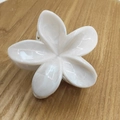White marble texture frangipani flower hair claw clip with stylish resin finish - Marble Plumeria [White]