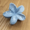 Blue marble patterned plumeria flower hair claw clip with acetate finish for women - Marble Plumeria [Light Grey]