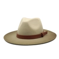 Gradient felt fedora hat with two-tone beige and camel design and leather strap - M (56-58cm) / Army Green