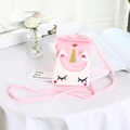 Pink plush unicorn crossbody bag for girls with soft faux fur and magnetic closure - Pink