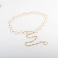 Elegant gold metal waist chain belt for women featuring minimalist hollow star link charms - Gold Star Chain Belt