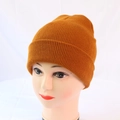 Detailed knit texture of ginger yellow cuffed beanie on mannequin head for winter - One Size / Ginger Yellow