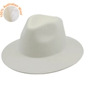 Classic 100% Australian wool fedora hat for women in off-white with structured crown - M (56-58cm) / White
