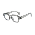 Lunettes de soleil ovales rétro gris translucide avec monture épaisse et rivets unisexe - Monture Gris Transparent Verres Anti-lumière Bleue