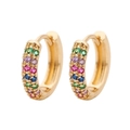 Rainbow huggie earrings with colorful zirconia stones in gold plating finish - Gold/Multi-color Rhinestone