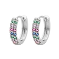 Colorful zircon micro-pave huggie hoop earrings in polished silver-tone metal - Silver/Multi-color Zircon