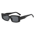 Minimalistische quadratische schwarze Rechteck-Sonnenbrille für Damen und Herren im Retro-Stil - Schwarzer Rahmen Schwarz Graue Gläser