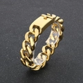 Detail van 20mm gouden Cubaanse schakelarmband met een gladde rechthoekige sluiting - Goud (KB42340-D)