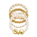 5-Piece Heart Pendant Bracelet Set / 5 Pieces Pack / Gold