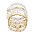 5-Piece Heart Rhinestone Bracelet Set / 5 Pieces Pack / Gold