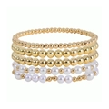 5-Piece Multi-Layer Stacking Artificial Pearl Bracelet Set / 5 Pieces Pack / Gold