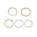 5-Piece Beaded Bracelet Set with Cross Decor (27) / Gold White