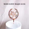 Rose gold acrylic Happy Birthday cake topper with laurel leaf wreath, 9.8cm width - 417 Rose Gold