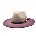 Gradient wool fedora hat transition from beige to dark purple with black leather band - M(56-58cm) / Purple Gradient