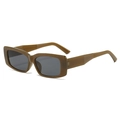 Retro-Sonnenbrille mit olivgrünem Rechteck-Rahmen und dunkelgrauen Gläsern für einen schicken Look - Gelee Grüner Rahmen Graue Linsen