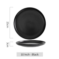 Matte black ceramic dinner plate 10-inch round Nordic style tray for steaks - 10" / Black