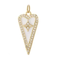 Dettaglio del ciondolo a cuore in smalto bianco con accenti di zirconi scintillanti - Cuore Smalto Bianco Pavé