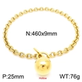 Chunky gold titanium O-link chain necklace with 25mm hollow ball pendant and OT clasp - Gold Necklace