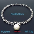 Collana in acciaio inossidabile con fibbia OT e un grande ciondolo a perla da 20mm - Collana Color Acciaio (KN230726-Z)