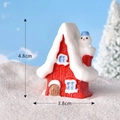 Miniature Christmas red house resin ornament with snowman and snow detail, 4.8cm height - No. 17 Snowman Christmas House