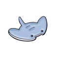 Cartoon blue manta ray enamel brooch pin with polished finish and black detailing - Ray Style (XZ8698)