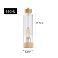 550ml glass water bottle with yellow crystal point and natural bamboo lid and base - Citrine