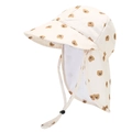 Detail of baby sun hat with bear print, neck flap, and adjustable drawstring strap - 50cm (1-3 Years) / Bear