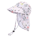 Detail of pink baby sun hat featuring cartoon zebra print and protective neck flap - 50cm (1-3 Years) / Zebra